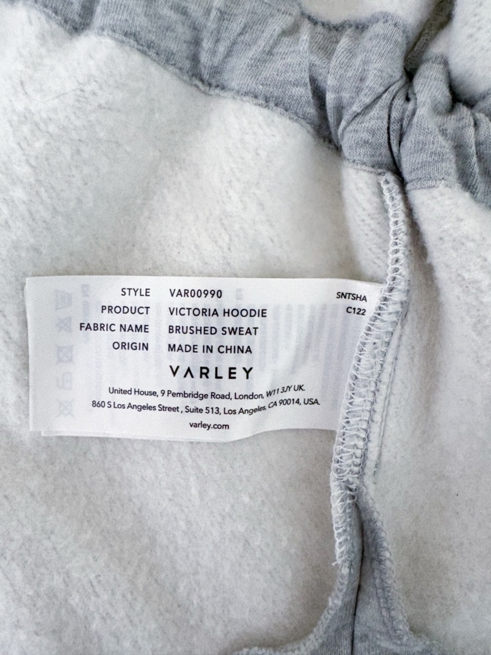 Varley Victoria Light Gray Zip-Up Hoodie with Drawstring Waist. Size Small - Picture 13 of 14